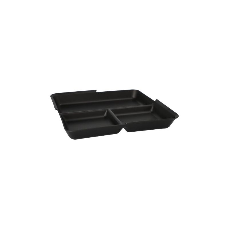 Mehrweg-Foodboxen 3-geteilt, 23,4 x 23,4 x 2,9 cm schwarz - Bild 1