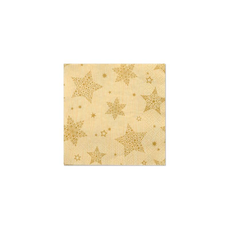 Servietten, 3-lagig 1/4-Falz 25 x 25 cm creme "Christmas Shine" - Bild 1