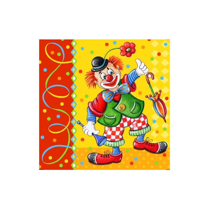 Servietten, 3-lagig 1/4-Falz 33 x 33 cm "Clown" - Bild 1