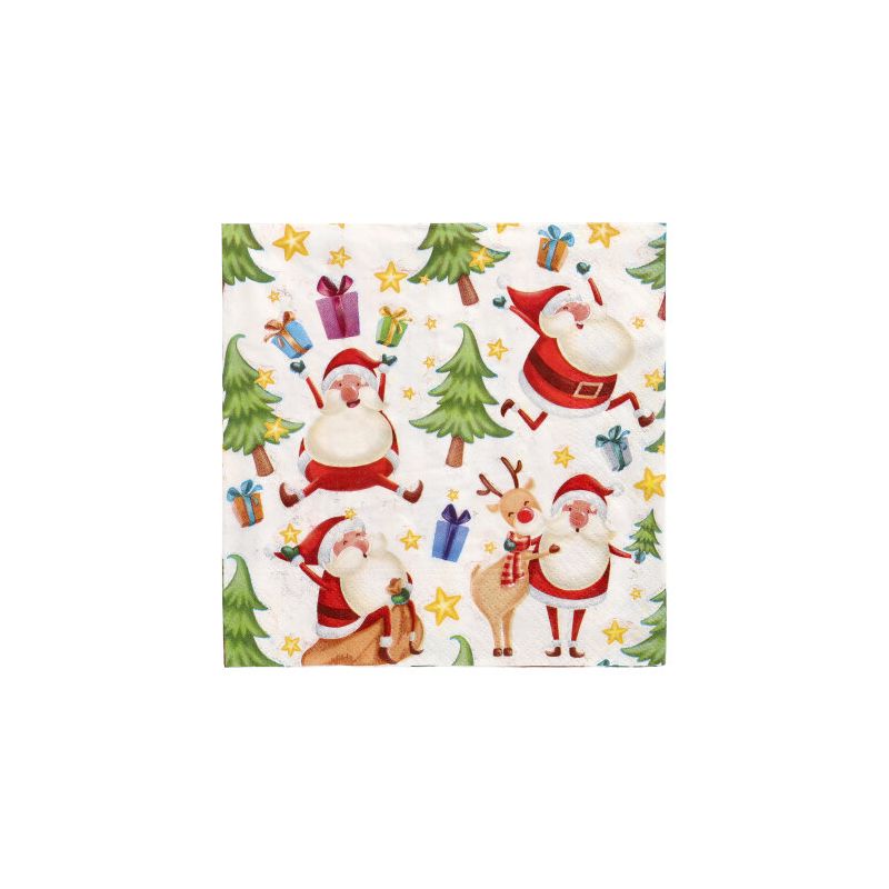 Servietten, 3-lagig 1/4-Falz 33 x 33 cm "Happy Santa" - Bild 1