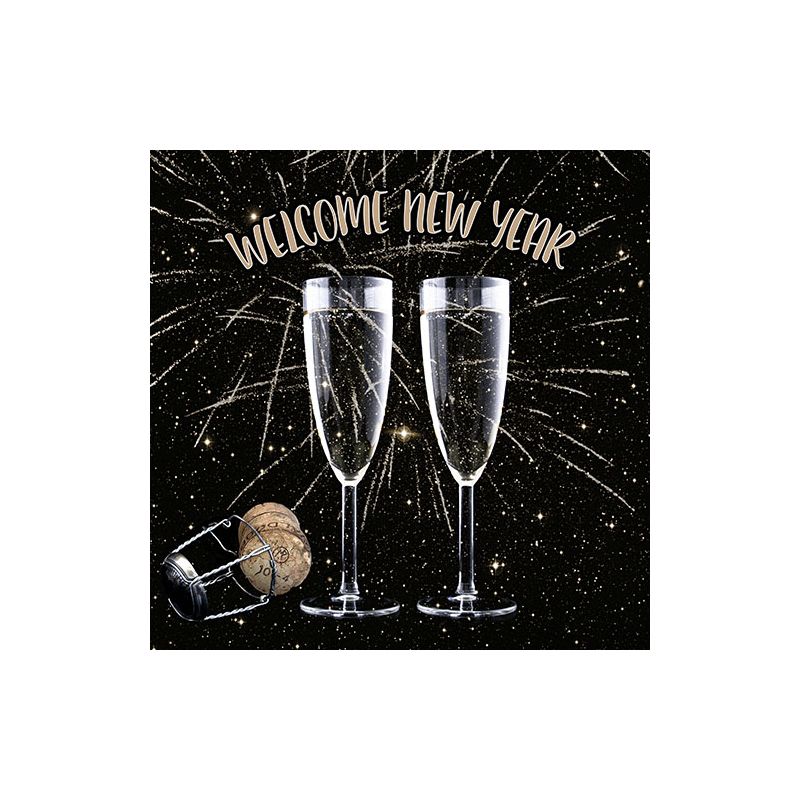 Servietten, 3-lagig 1/4-Falz 33 x 33 cm "Welcome New Year" - Bild 1