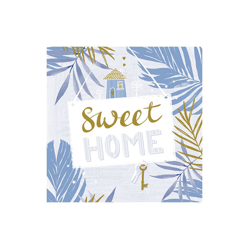 Servietten, 3-lagig 1/4-Falz 33 x 33 cm blau "Sweet Home" - Bild 1