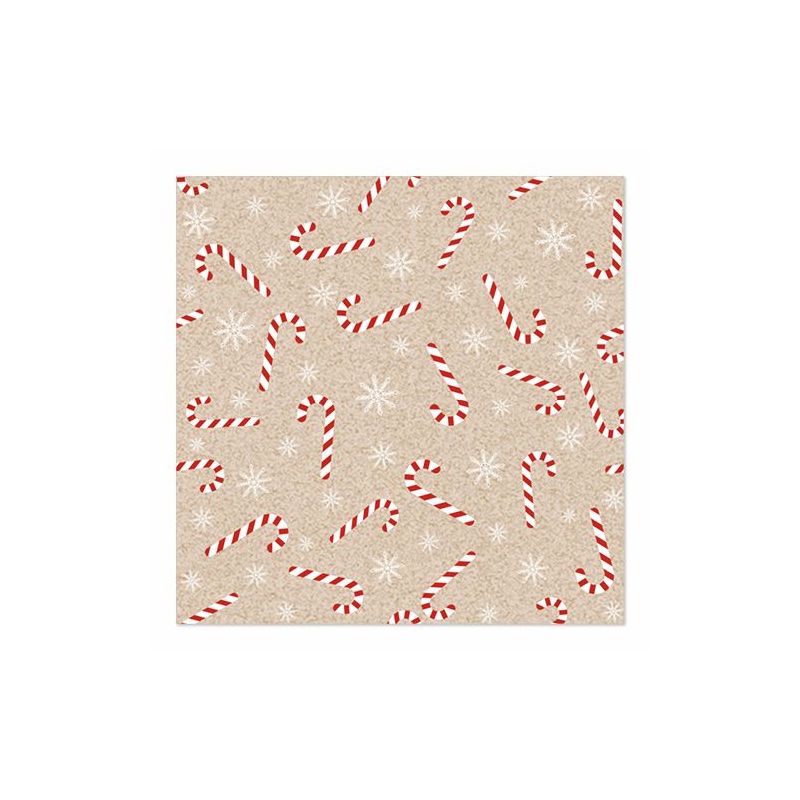 Servietten, 3-lagig 1/4-Falz 33 x 33 cm natur "Candy Canes" aus recyceltem Papier - Bild 1