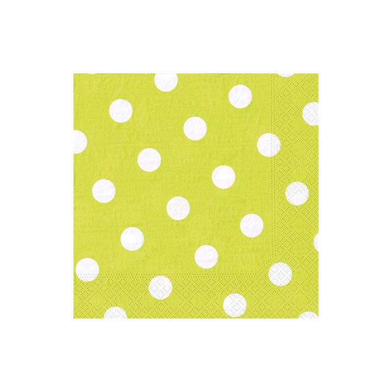 Servietten, 3-lagig 1/4-Falz 40 x 40 cm limonengrün "Dots" - Bild 1