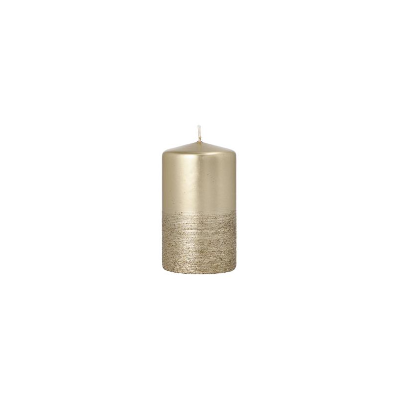 Stumpenkerze "Safe Candle" Ø 60 mm · 100 mm gold "Fia", einzeln cellophaniert - Bild 1