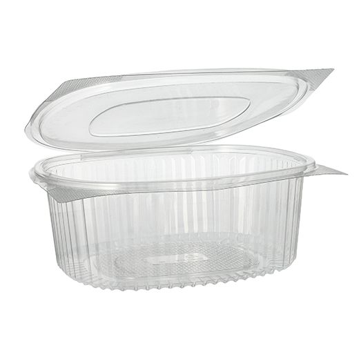 Feinkost- und Salatschalen mit Klappdeckel, R-PET oval 1500 ml 7,6 cm x 18,2 cm x 20,8 cm klar 1