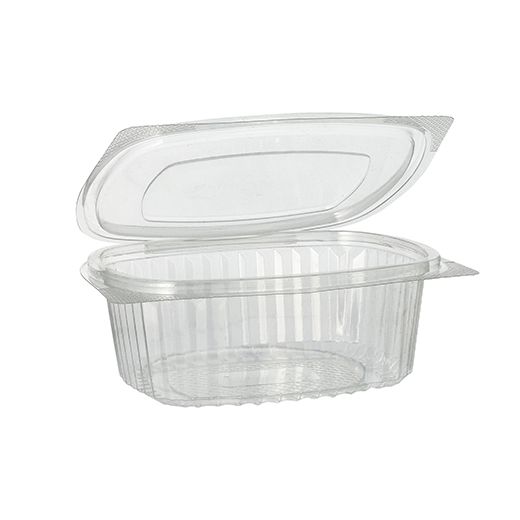 Feinkost- und Salatschalen mit Klappdeckel, R-PET oval 500 ml 5,5 cm x 12,4 cm x 15 cm klar 1