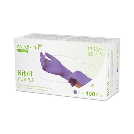 "Medi-Inn® Classic" Handskar, Nitril opudrade lila "Nitril Purple" Storlek M 1