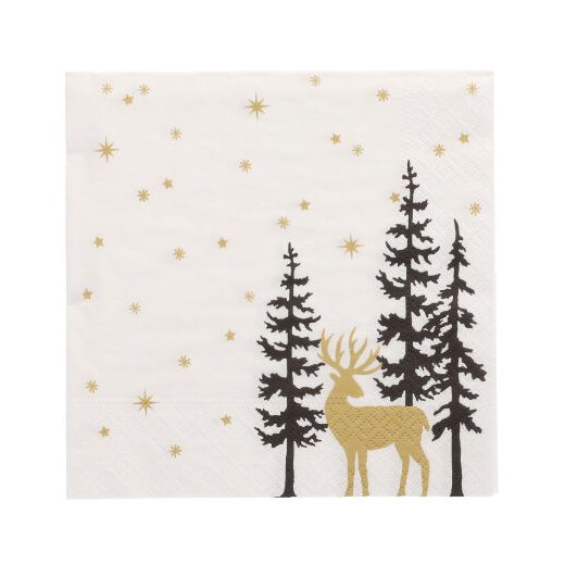 Servett, 3-lags 1/4-vikt 33 cm x 33 cm "Golden Deer" 1