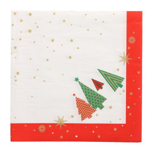 Servett, 3-lags 1/4-vikt 40 cm x 40 cm "Plain Christmas Trees" 1