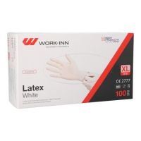 "WORK-INN" Handskar, (Pudrad), Latex "White" vit - natur Storlek XL