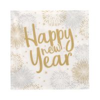 Servett, 3-lags 1/4-vikt 33 cm x 33 cm "Happy New Year"