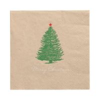 Servett, 3-lags 1/4-vikt 33 cm x 33 cm natur "Christmastree with Star" av återvunnet papper