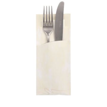 Bestickpåse 20 cm x 8,5 cm creme inklusive vit servett 33 x 33 cm 2-lags