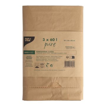 Kompostsäck, Kraftpapper "pure" 60 l 85 cm x 55 cm x 23 cm brun , 2-lags