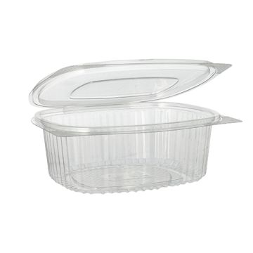 Delikatess och salladsskålar med lock, R-PET oval 750 ml 6,2 cm x 14,4 cm x 17,5 cm klar