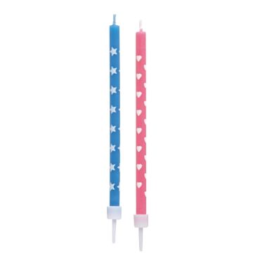 Födelsedagsljus 10 cm sorterade färger med hållare