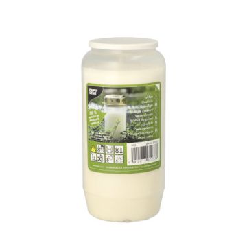 Lyktljus, 100 % vegetabiliskt fett Ø 7 cm · 14 cm vit transparent hylsa