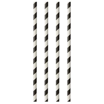 Sugrör av papper Ø 6 mm · 29 cm svart/vit "Stripes"