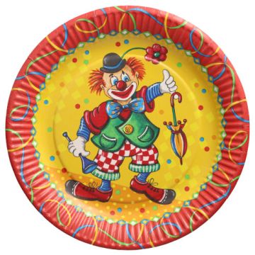 Tallrik, papper rund Ø 23 cm "Clown"