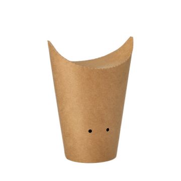 Pommes Frites bägare, papp rund Ø 6 cm · 14 cm brun liten