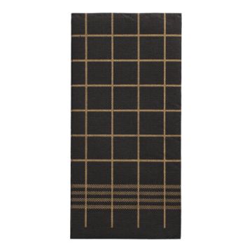 Servetter, 2-lags "PUNTO" 1/8-vikt 39 cm x 40 cm svart/guld "Kitchen Towel"