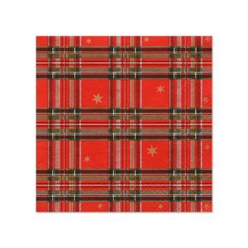 Servett, 3-lags 1/4-vikt 25 cm x 25 cm "Tartan"