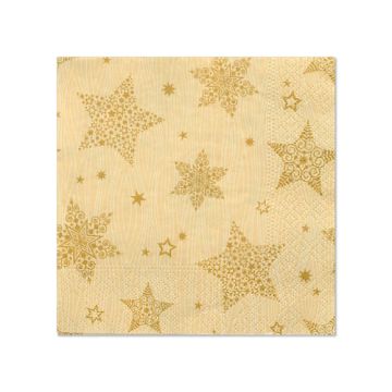 Servett, 3-lags 1/4-vikt 25 cm x 25 cm creme "Christmas Shine"