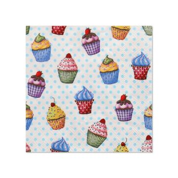 Servett, 3-lags 1/4-vikt 25 cm x 25 cm "Cupcakes"