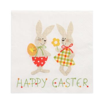 Servett, 3-lags 1/4-vikt 33 cm x 33 cm "Bunny Couple"