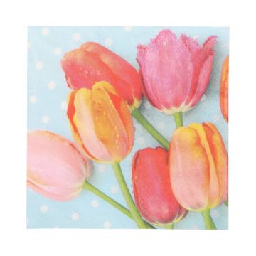 Servett, 3-lags 1/4-vikt 33 cm x 33 cm "Bella Tulipa"