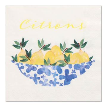 Servett, 3-lags 1/4-vikt 33 cm x 33 cm "Citrons"