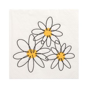 Servett, 3-lags 1/4-vikt 33 cm x 33 cm "Daisy"