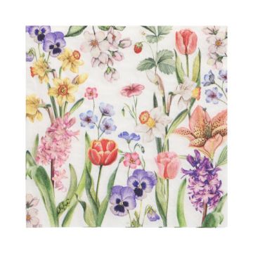 Servett, 3-lags 1/4-vikt 33 cm x 33 cm "Flower Meadow"