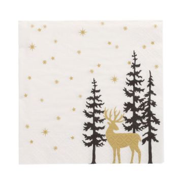 Servett, 3-lags 1/4-vikt 33 cm x 33 cm "Golden Deer"