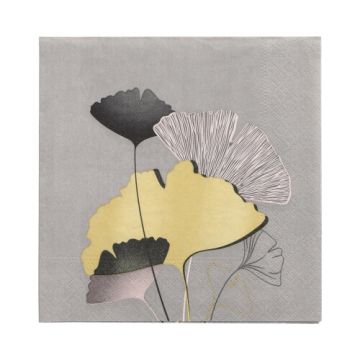 Servett, 3-lags 1/4-vikt 33 cm x 33 cm "Golden Ginko"