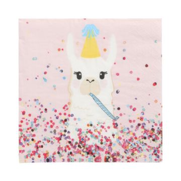 Servett, 3-lags 1/4-vikt 33 cm x 33 cm "Llama Party"