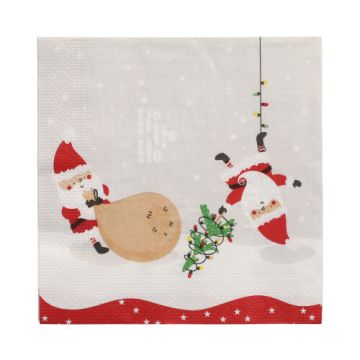 Servett, 3-lags 1/4-vikt 33 cm x 33 cm "Lutins de Noel"