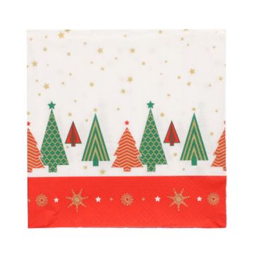 Servett, 3-lags 1/4-vikt 33 cm x 33 cm "Plain Christmas Trees"