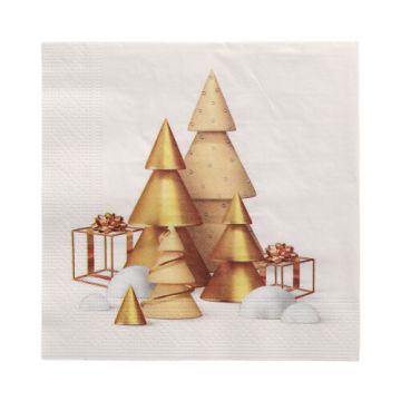 Servett, 3-lags 1/4-vikt 33 cm x 33 cm "Scene de Noel"