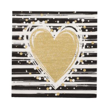 Servett, 3-lags 1/4-vikt 33 cm x 33 cm "Sparkling Heart"