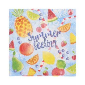 Servett, 3-lags 1/4-vikt 33 cm x 33 cm "Summerfeelings"