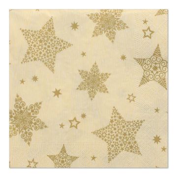 Servett, 3-lags 1/4-vikt 33 cm x 33 cm creme "Christmas Shine"