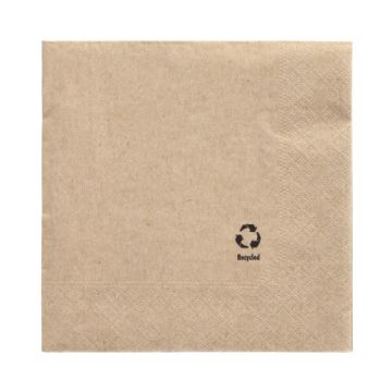 Servett, 3-lags 1/4-vikt 33 cm x 33 cm natur av återvunnet papper