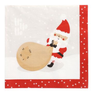 Servett, 3-lags 1/4-vikt 40 cm x 40 cm "Lutins de Noel"