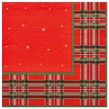 Servett, 3-lags 1/4-vikt 40 cm x 40 cm "Tartan"