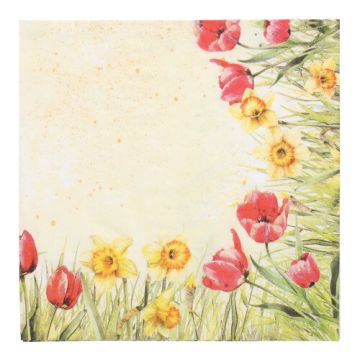 Servetter, 3-lagers 1/4 vikt 40 cm x 40 cm "Tulips & Daffodils"