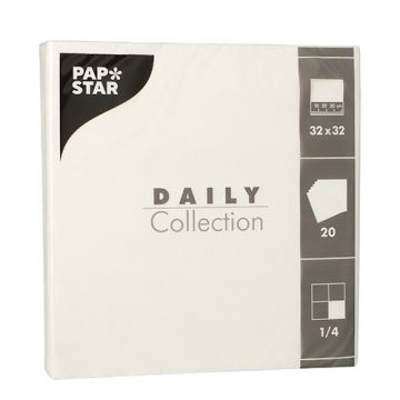 Servetter "DAILY Collection" 1/4-vikt 32 cm x 32 cm vit