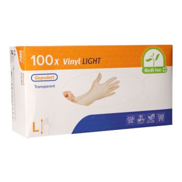 "Medi-Inn® PS" Handskar, (Pudrad), Vinyl "Light" transparent Storlek L