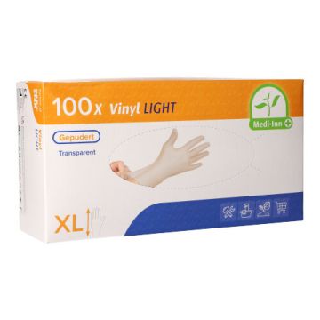 "Medi-Inn® PS" Handskar, (Pudrad), Vinyl "Light" transparent Storlek XL